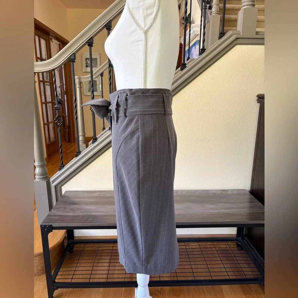 Arden B. Gray PinstripePencil Skirt With Bow Belt Size 2